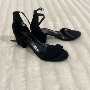 Madden Girl Black Suede Stacked Heels